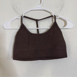 Bo+tee Brown Ribbed sports bra